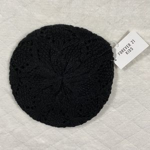 Forever 21 Kids Girls Black Knit Beret Brand New Classic Sunday Church NWT